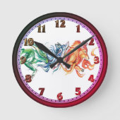 Three Rainbow watercolor wolves Runde Wanduhr (Vorderseite)