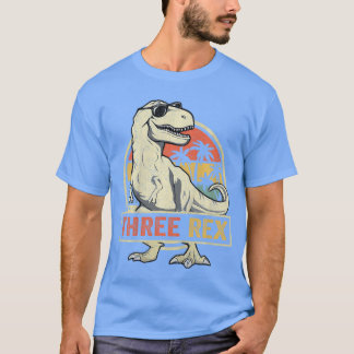 Three Re 3rd Birthday hird Dinosaur 3 Year Old ret T-Shirt
