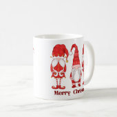 Three Red Christmas Gnomes Merry Christmas Kaffeetasse (VorderseiteRechts)