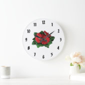 Three Red Gerbera Daisies Große Wanduhr (Zuhause)