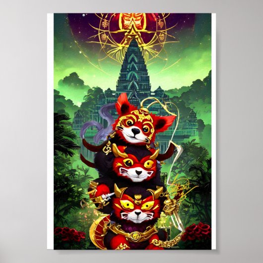 Three Red Niedlich Panda Poster (Vorne)