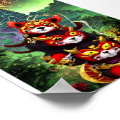 Three Red Niedlich Panda Poster (Ecke)