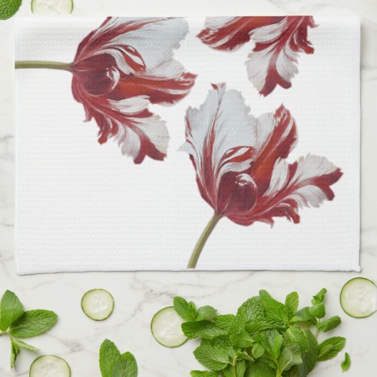 Three Red Tulips Geschirrtuch (Gefaltet)