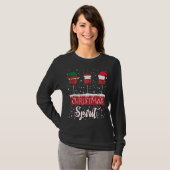 Three Red Wine Glass Christmas Spirit Santa Elf T-Shirt (Vorne ganz)