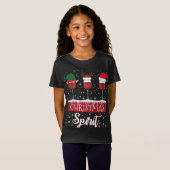 Three Red Wine Glass Christmas Spirit Santa Elf T-Shirt (Vorne ganz)