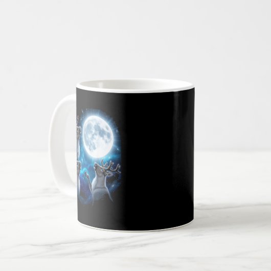 Three Reindeer Howling At The Moon Merry Christmas Kaffeetasse (Vorderseite Links)