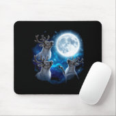 Three Reindeer Howling At The Moon Merry Christmas Mousepad (Mit Mouse)