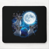 Three Reindeer Howling At The Moon Merry Christmas Mousepad (Vorne)
