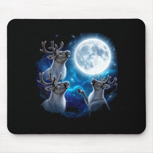 Three Reindeer Howling At The Moon Merry Christmas Mousepad (Vorne)