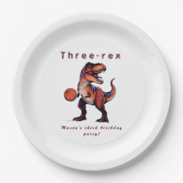Three-Rex basketball Dino birthday Pappteller