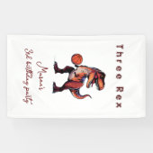 Three-Rex basketball Dino birthday welcome sign Banner (Horizontal)