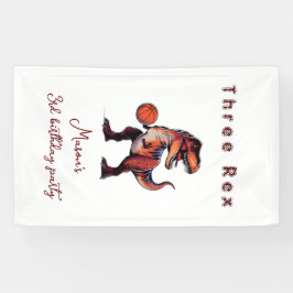 Three-Rex basketball Dino birthday welcome sign Banner