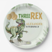 Three Rex - Birthday Boy 3rd with Dinosaur Theme Pappteller (Vorderseite)