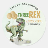 Three Rex - Birthday Boy 3rd with Dinosaur Theme Runder Aufkleber (Vorderseite)