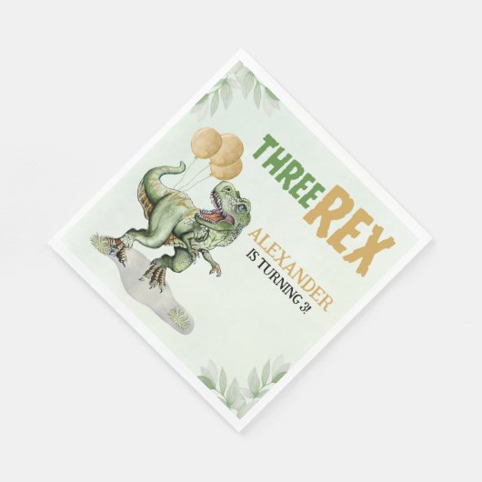 Three Rex - Birthday Boy with Dinosaur Theme Serviette (Ecke)