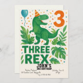 Three Rex Birthday Invitation Boy - Dinosaurier 3. Einladung (Vorne/Hinten)