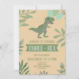 Three-Rex Birthday Invitation Einladung