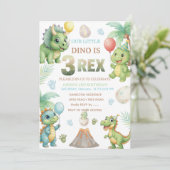 Three-Rex Birthday Invitation with Maze Invitation Einladung (Stehend Vorderseite)