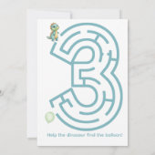 Three-Rex Birthday Invitation with Maze Invitation Einladung (Rückseite)