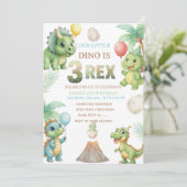 Three-Rex Birthday Invitation with Maze Invitation Einladung (Stehend Vorderseite)