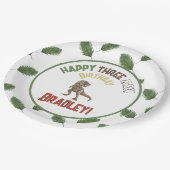 Three Rex Birthday Watercolor Dino Pappteller (Schrägansicht)