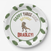 Three Rex Birthday Watercolor Dino Pappteller (Vorderseite)