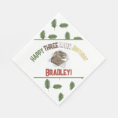 Three Rex Birthday Watercolor Dino Serviette (Ecke)