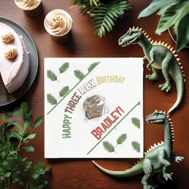 Three Rex Birthday Watercolor Dino Serviette