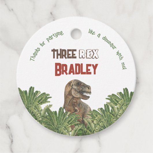 Three Rex Birthday Watercolor Geschenkanhänger (Vorderseite)