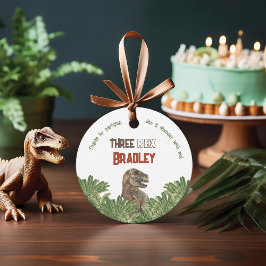 Three Rex Birthday Watercolor Geschenkanhänger