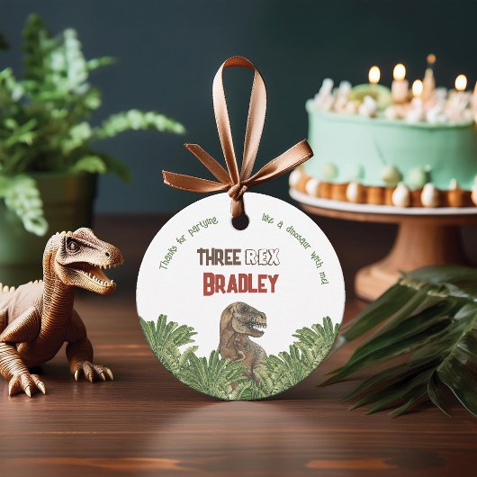 Three Rex Birthday Watercolor Geschenkanhänger