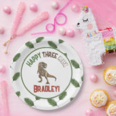 Three Rex Birthday Watercolor Pappteller (Party)