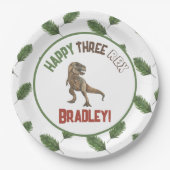 Three Rex Birthday Watercolor Pappteller (Vorderseite)