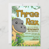 Three Rex Boy 3. Geburtstag Einladung (Vorderseite)