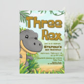 Three Rex Boy 3. Geburtstag Einladung (Stehend Vorderseite)