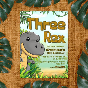 Three Rex Boy 3. Geburtstag Einladung