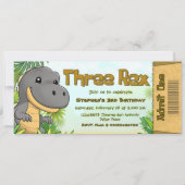 Three Rex Boy 3rd Birthday Ticket Einladung (Vorderseite)