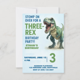 Three Rex Boys 3. Geburtstags-Party Einladung