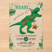 Three Rex Dinosaur 3. Geburtstag Acryleinladungen (Vorderseite)