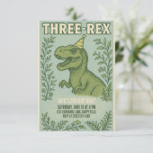 Three Rex Dinosaur 3. Geburtstag Einladung (Stehend Vorderseite)