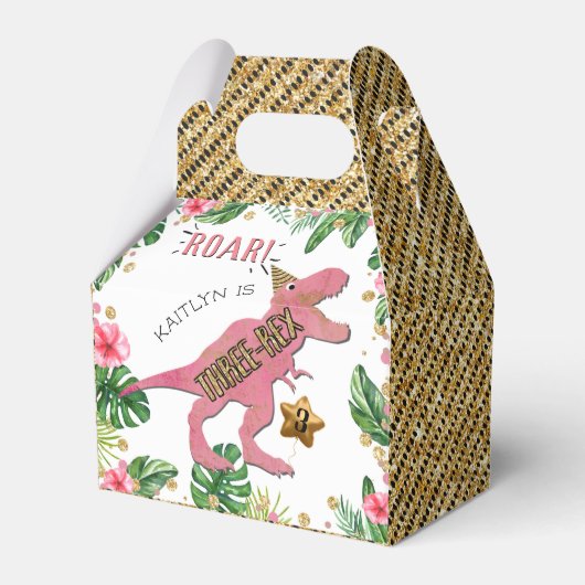 Three Rex Dinosaur 3. Geburtstag Geschenkschachtel (Vorderseite)