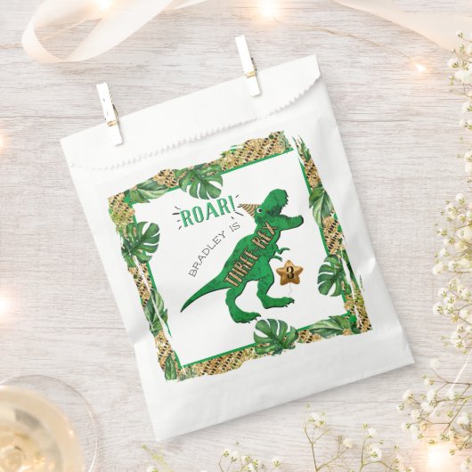 Three Rex Dinosaur 3. Geburtstag Geschenktütchen (Ausgeschnitten)