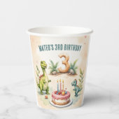 Three Rex Dinosaur 3. Geburtstag Pappbecher (Rückseite)