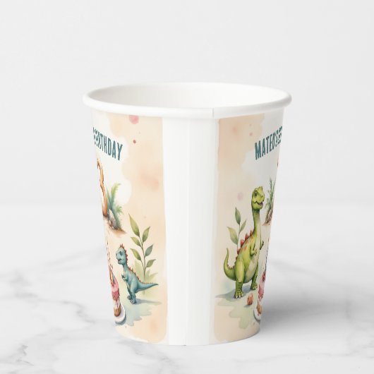 Three Rex Dinosaur 3. Geburtstag Pappbecher (Rechts)