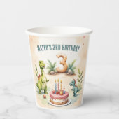 Three Rex Dinosaur 3. Geburtstag Pappbecher (Vorderseite)