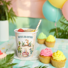 Three Rex Dinosaur 3. Geburtstag Pappbecher