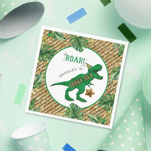 Three Rex Dinosaur 3. Geburtstag Serviette