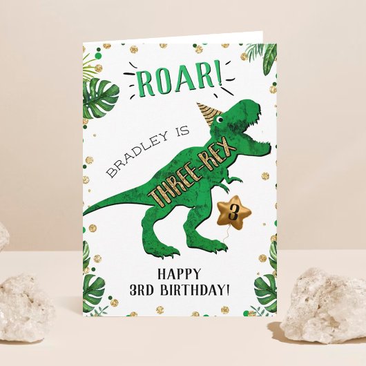 Three-Rex Dinosaur 3rd Birthday Karte
