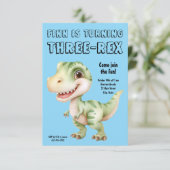 Three-Rex Dinosaur 3rd Birthday Party Invitation Einladung (Stehend Vorderseite)