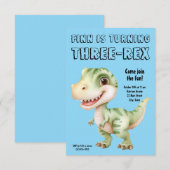 Three-Rex Dinosaur 3rd Birthday Party Invitation Einladung (Vorne/Hinten)